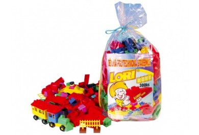 Stavebnice LORI 300 plast 300ks v pytli 30x35x20cm